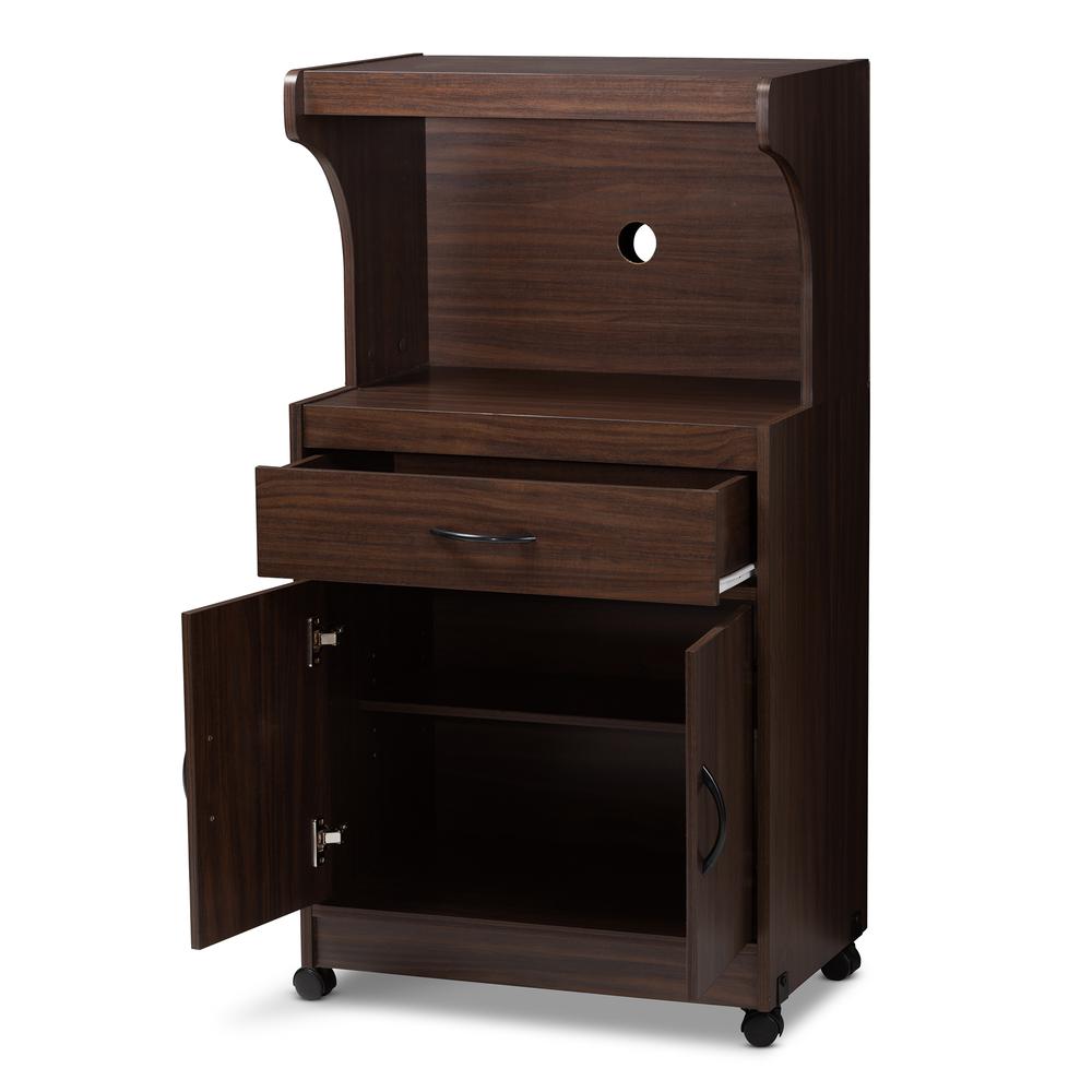 Tannis Modern and Contemporary Dark Walnut Finished Kitchen Cabinet. Picture 11