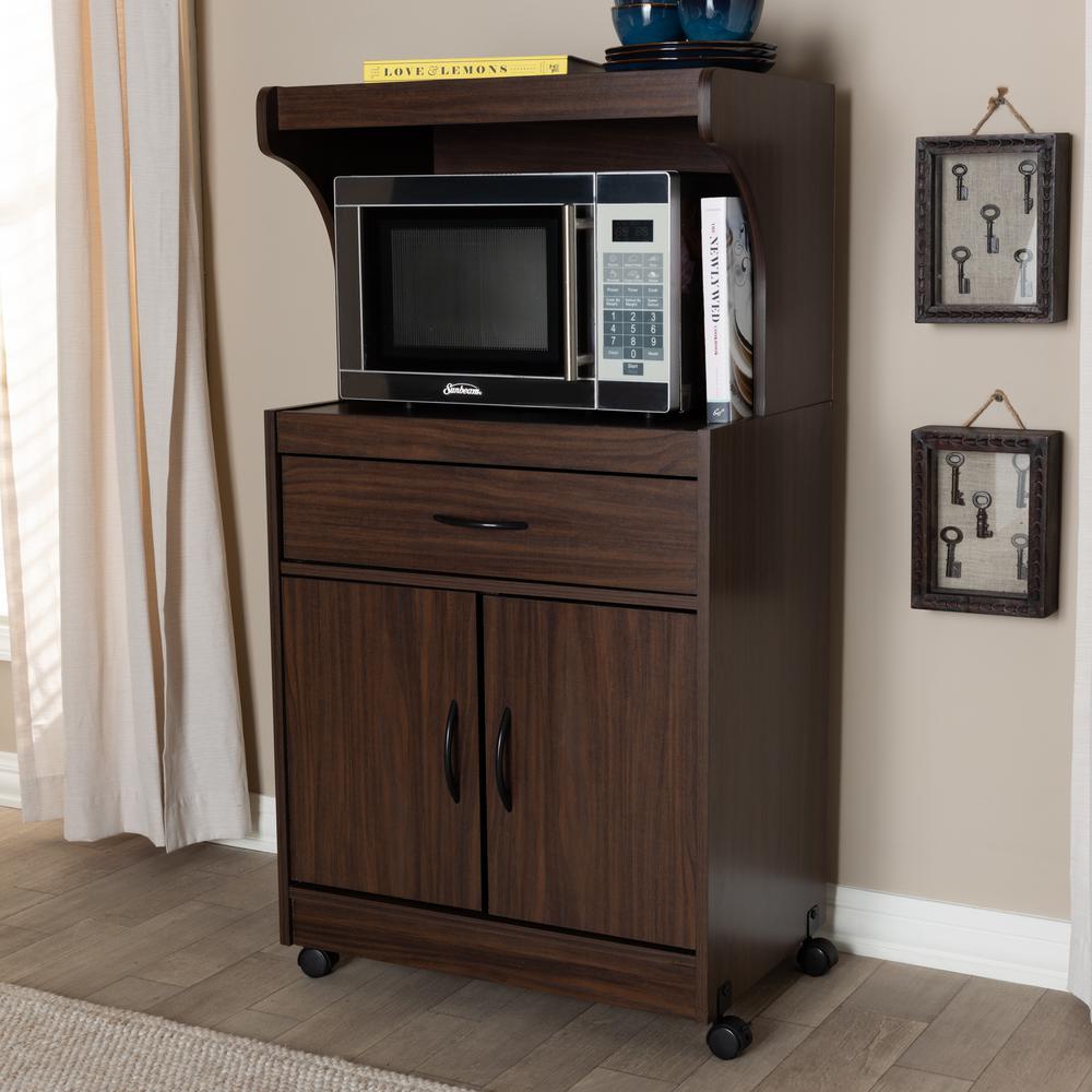 Tannis Modern and Contemporary Dark Walnut Finished Kitchen Cabinet. Picture 16