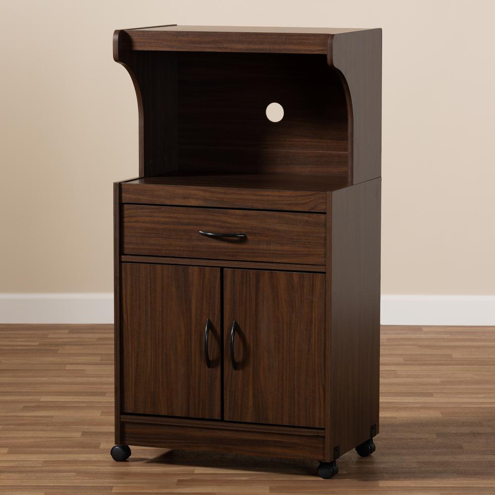 Tannis Modern and Contemporary Dark Walnut Finished Kitchen Cabinet. Picture 17