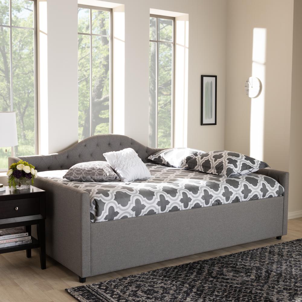 Eliza Modern and Contemporary Grey Fabric Upholstered Full Size Daybed. Picture 13