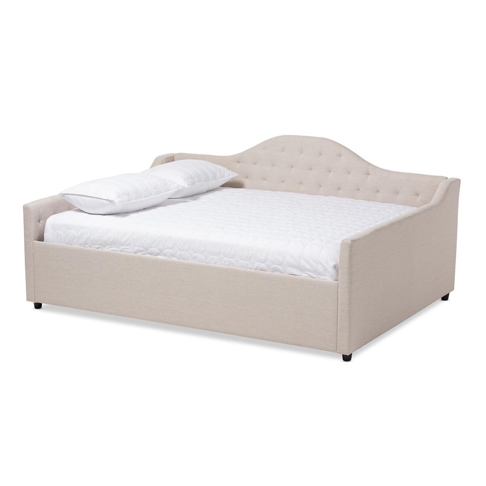 Eliza Modern and Contemporary Light Beige Fabric Upholstered Full Size Daybed. Picture 9