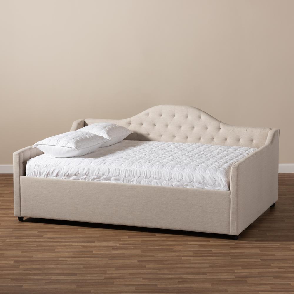 Eliza Modern and Contemporary Light Beige Fabric Upholstered Full Size Daybed. Picture 14
