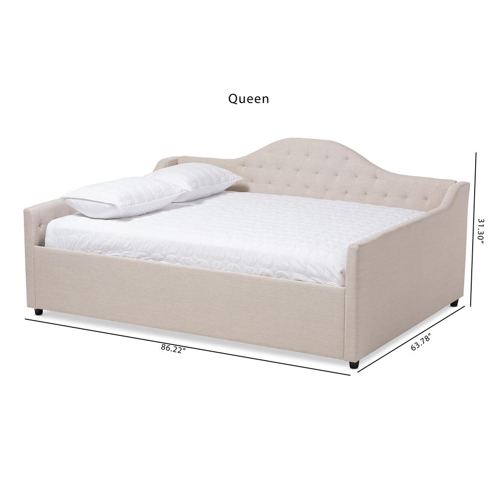 Eliza Modern and Contemporary Light Beige Fabric Upholstered Full Size Daybed. Picture 16