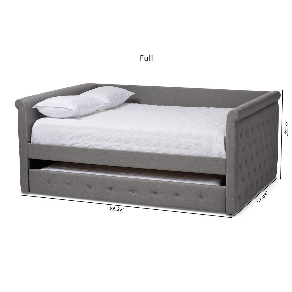 Alena Modern and Contemporary Grey Fabric Upholstered Queen Size Daybed with Trundle. Picture 12