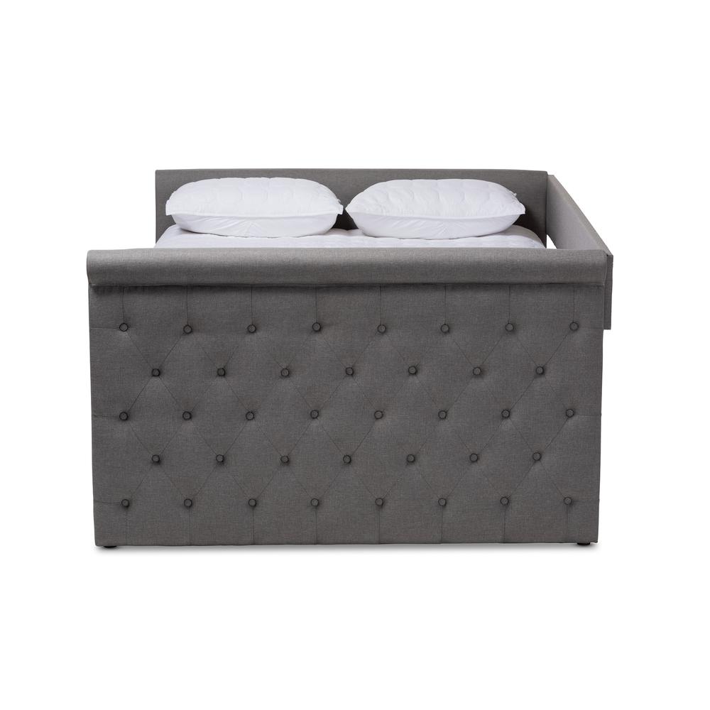 Alena Modern and Contemporary Grey Fabric Upholstered Queen Size Daybed with Trundle. Picture 1