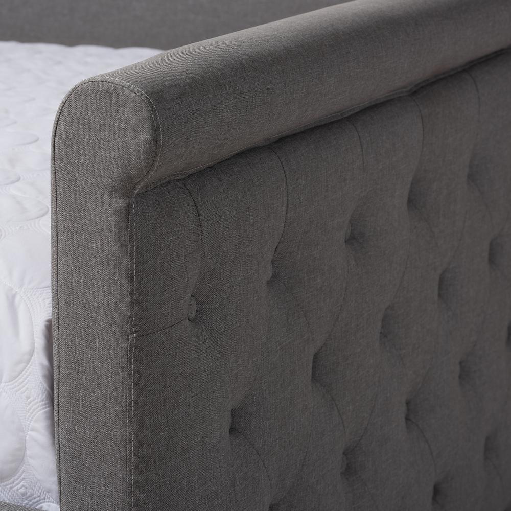 Alena Modern and Contemporary Grey Fabric Upholstered Queen Size Daybed with Trundle. Picture 7