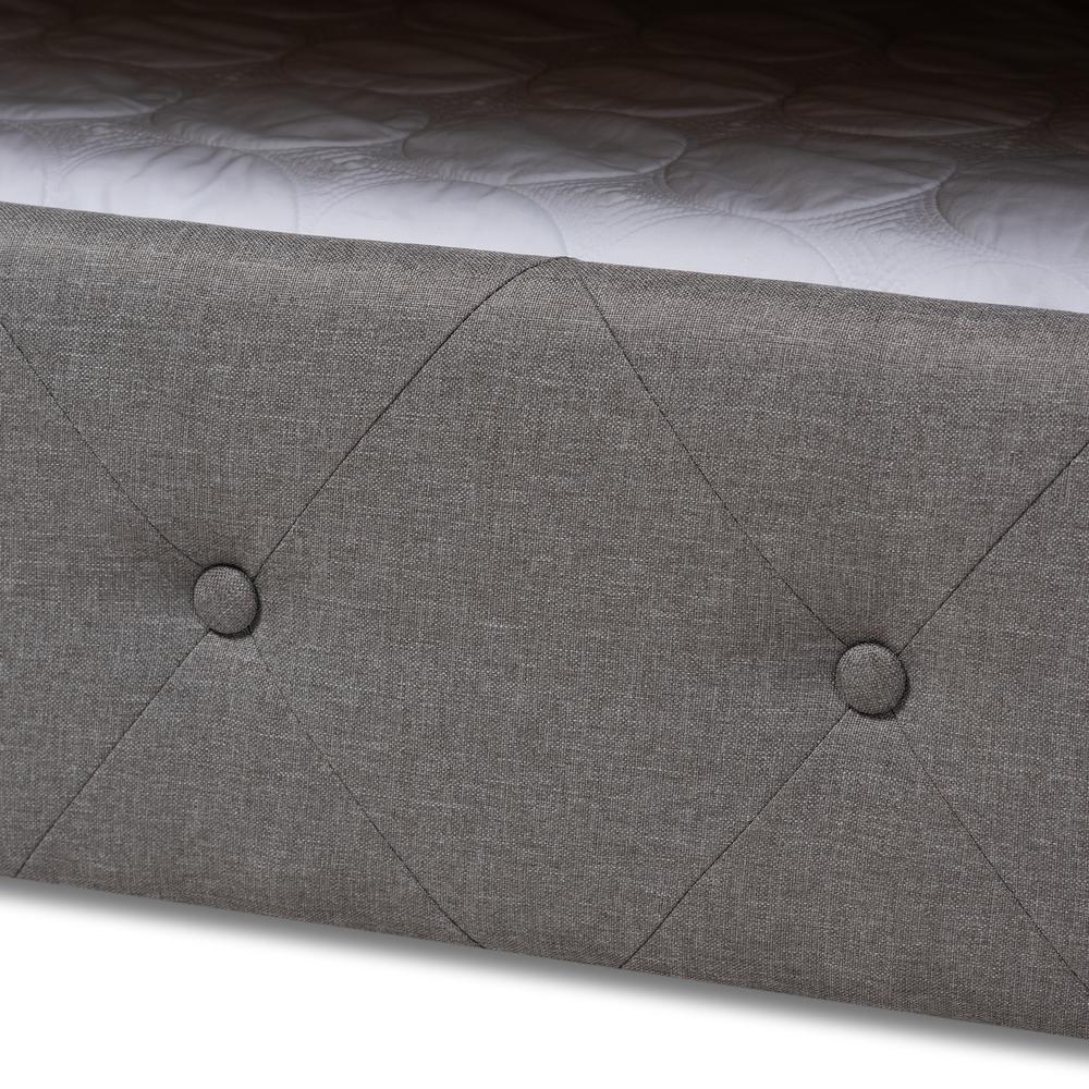 Alena Modern and Contemporary Grey Fabric Upholstered Queen Size Daybed with Trundle. Picture 8