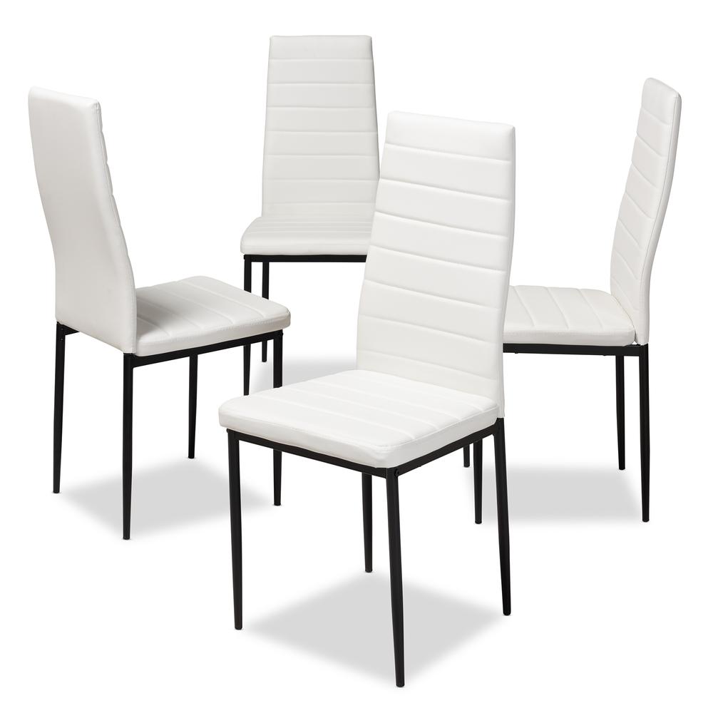 White Faux Leather Upholstered Dining Chair (Set of 4). Picture 6