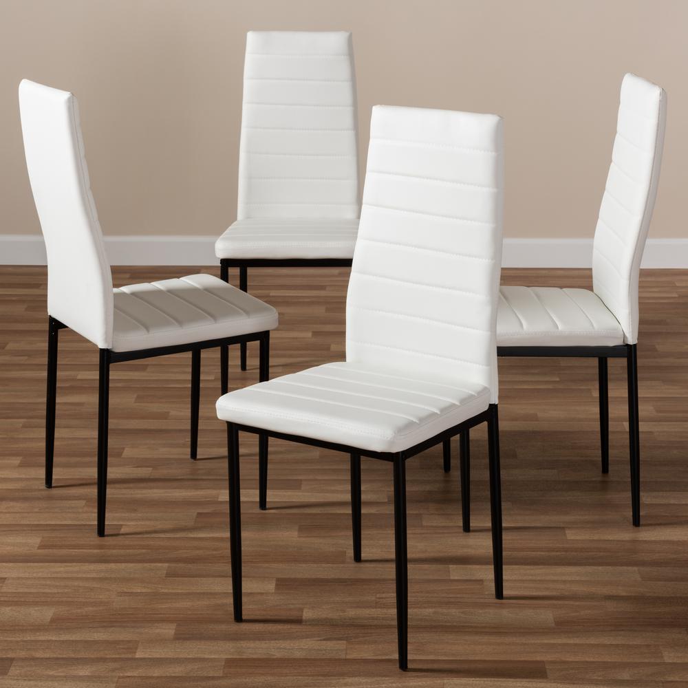 White Faux Leather Upholstered Dining Chair (Set of 4). Picture 9