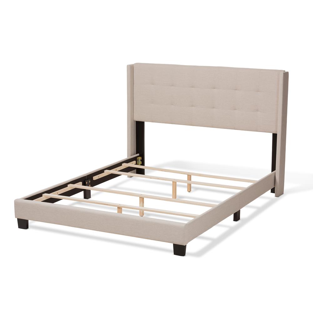 Lisette Modern and Contemporary Beige Fabric Upholstered Full Size Bed. Picture 10