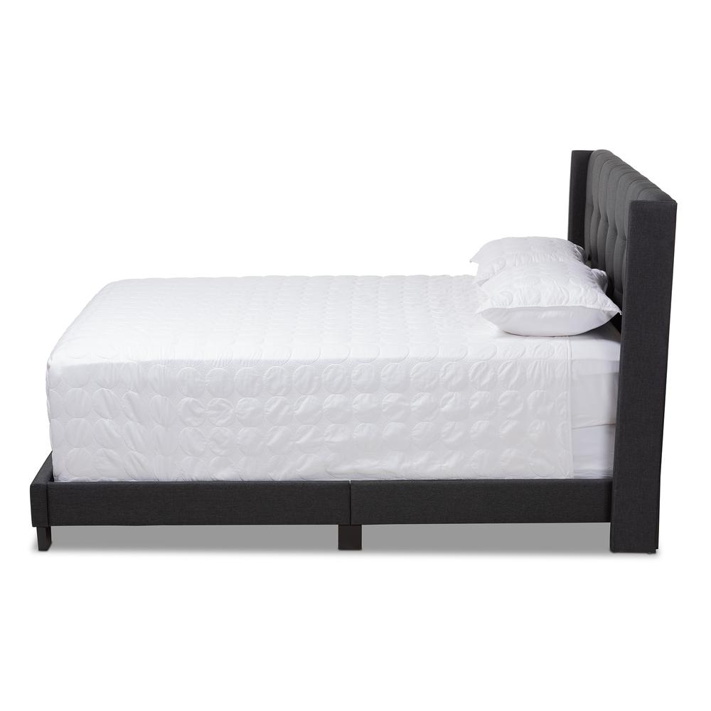 Lisette Modern and Contemporary Charcoal Grey Fabric Upholstered Queen Size Bed. Picture 9
