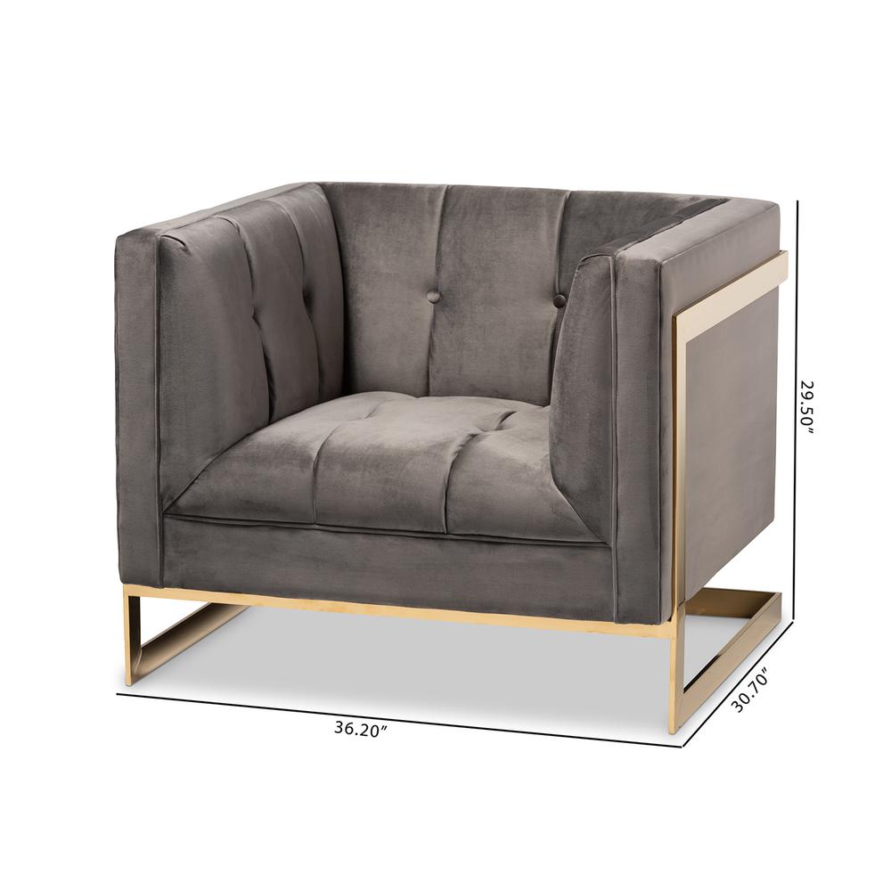 Button Tufted Armchair with Gold-Tone Frame. Picture 20