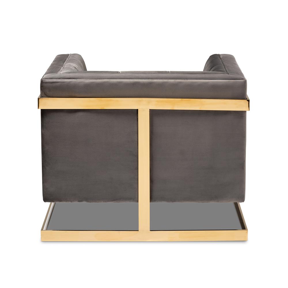 Button Tufted Armchair with Gold-Tone Frame. Picture 14