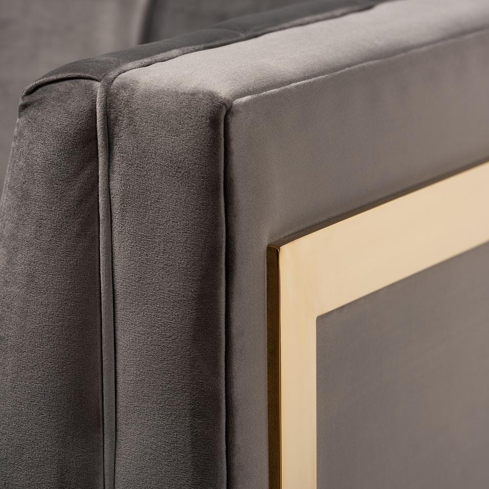 Button Tufted Armchair with Gold-Tone Frame. Picture 16