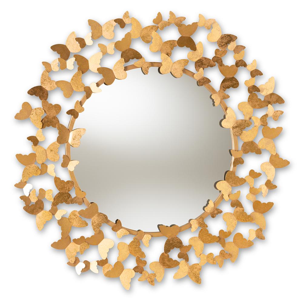 Antique Gold Finished Butterfly Accent Wall Mirror. Picture 7