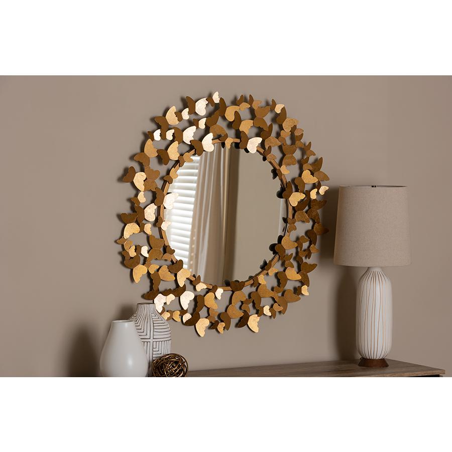 Antique Gold Finished Butterfly Accent Wall Mirror. Picture 2
