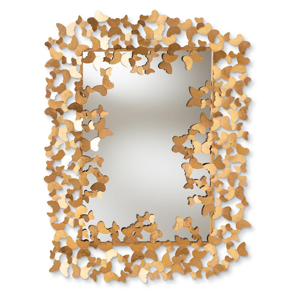 Antique Gold Finished Butterfly Accent Wall Mirror. Picture 7