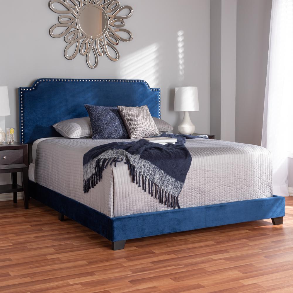 Baxton Studio Darcy Luxe and Glamour Navy Velvet Upholstered Full Size Bed. Picture 16