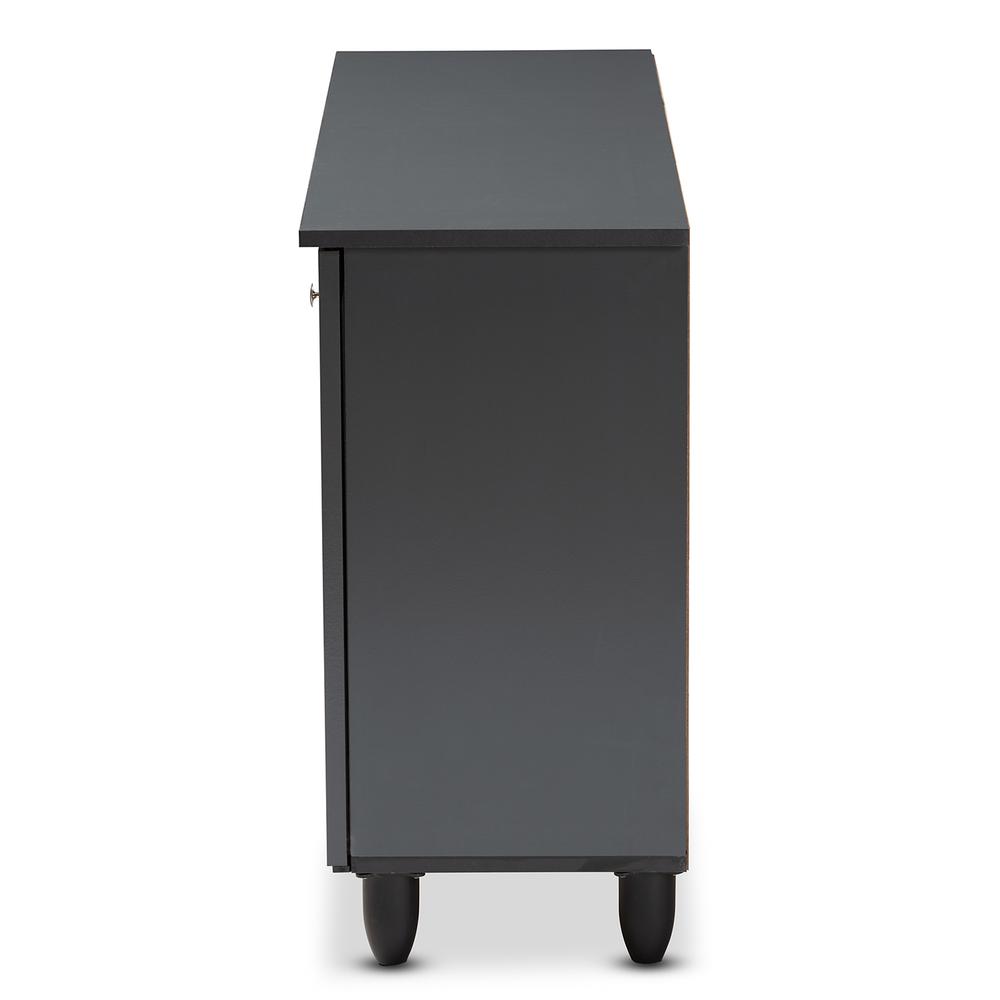 Dark Gray 3-Door Wooden Entryway Shoe Storage Wide Cabinet. Picture 14