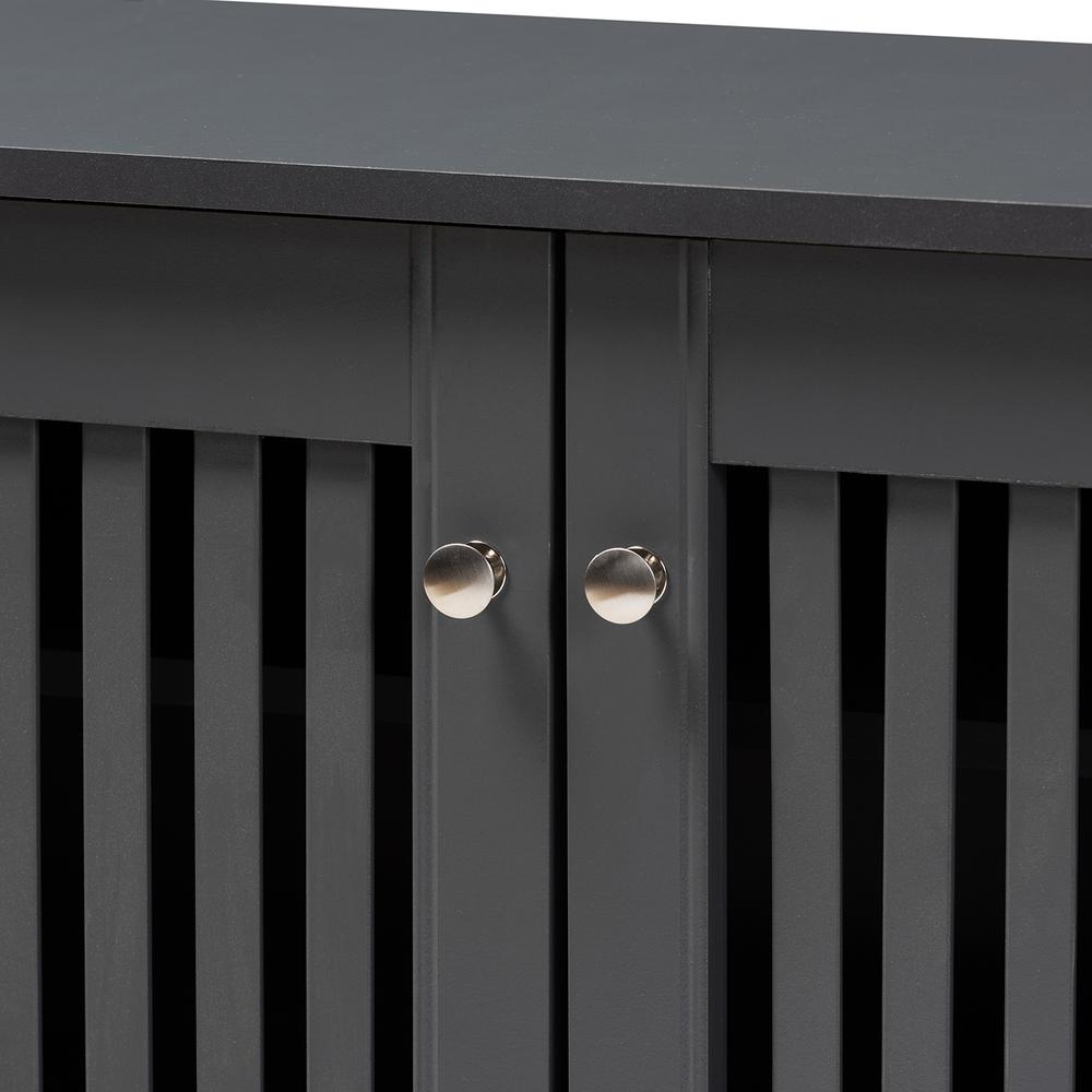 Dark Gray 3-Door Wooden Entryway Shoe Storage Wide Cabinet. Picture 15