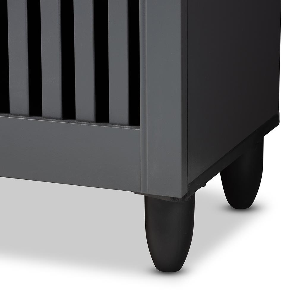 Dark Gray 3-Door Wooden Entryway Shoe Storage Wide Cabinet. Picture 16