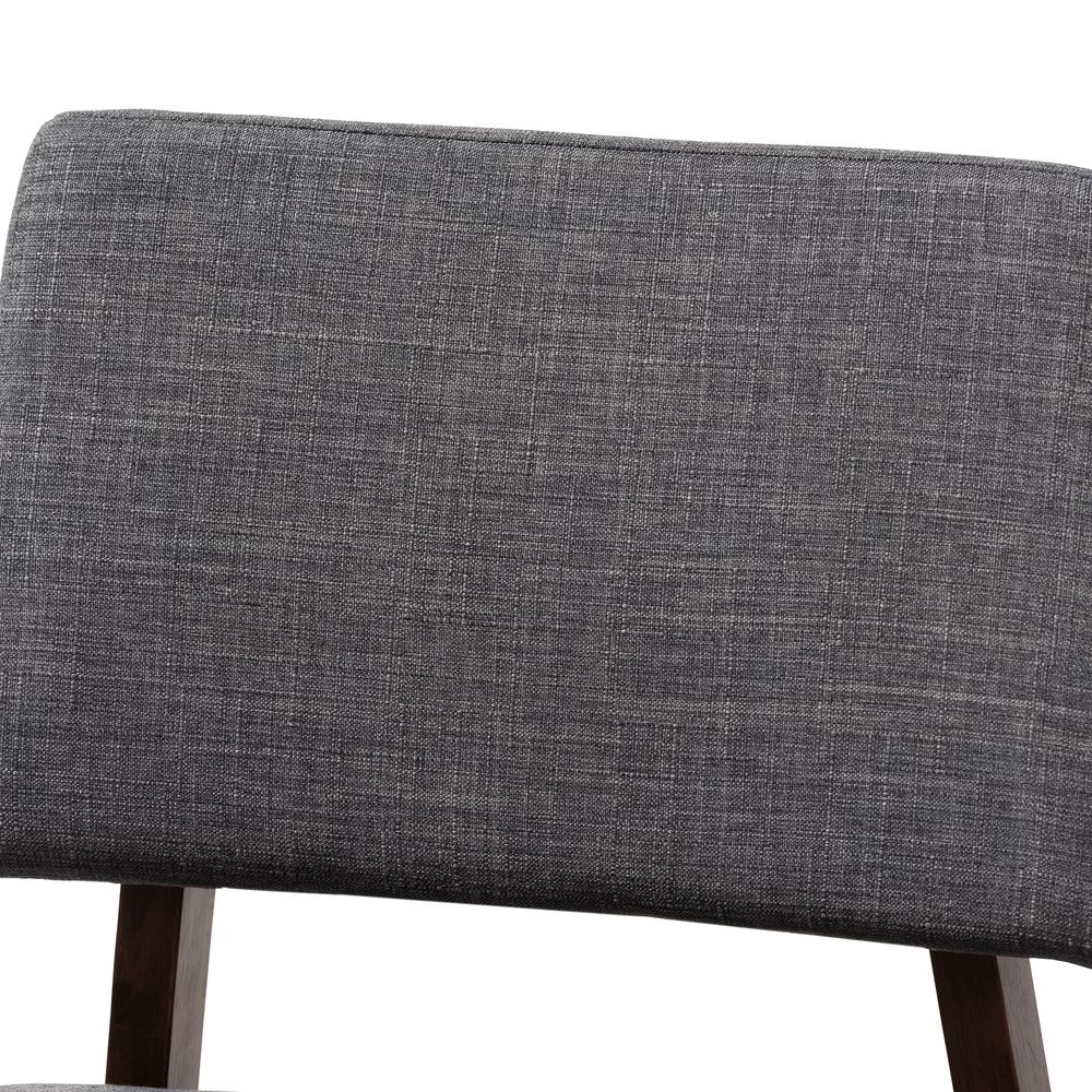 Dark Gray Fabric Upholstered and Walnut-Finished Wood Bar Stool Set of 2. Picture 11