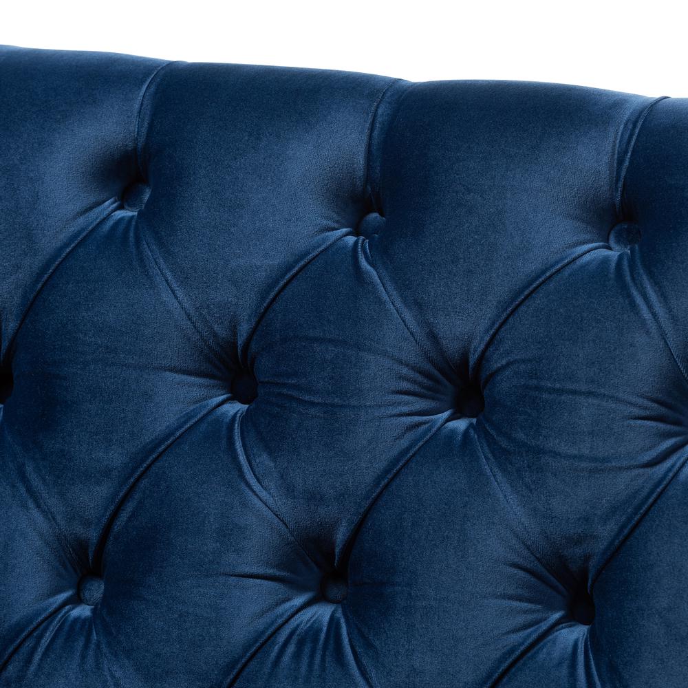 Navy Velvet Fabric Upholstered Lounge Chair with Acrylic Legs. Picture 14