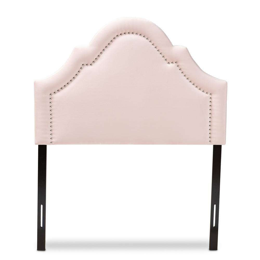 Light Pink Velvet Fabric Upholstered Twin Size Headboard. Picture 8