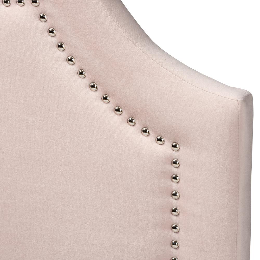 Light Pink Velvet Fabric Upholstered Twin Size Headboard. Picture 9