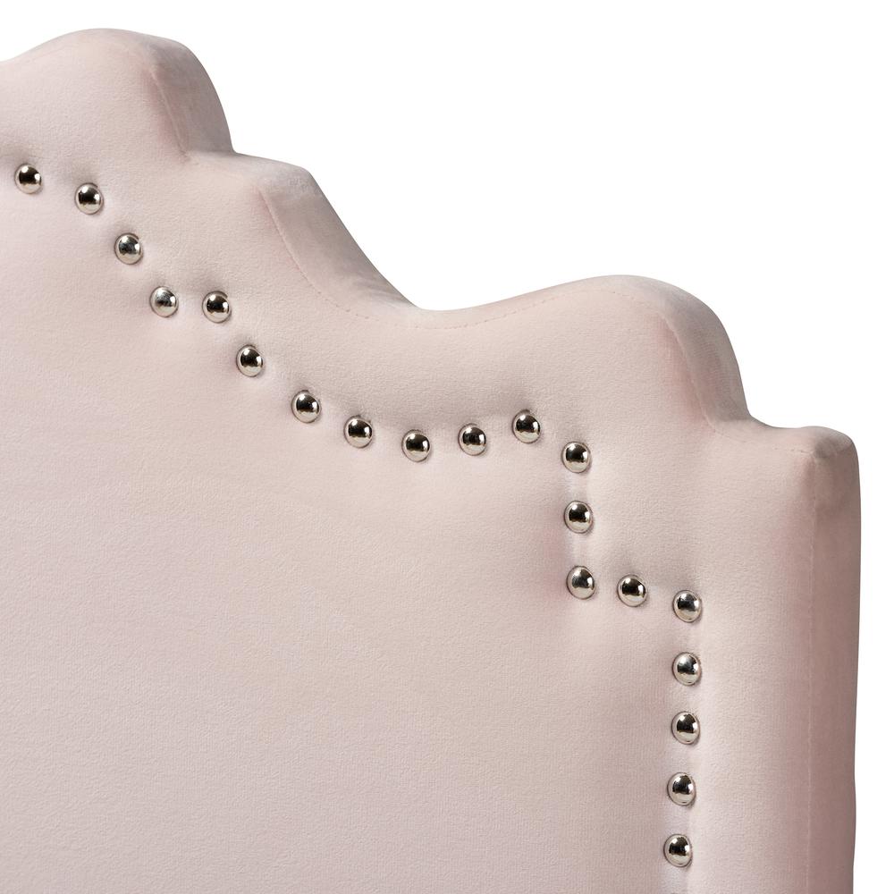 Light Pink Velvet Fabric Upholstered Twin Size Headboard. Picture 9