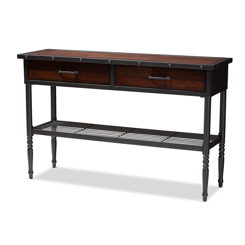 Jana Vintage Industrial Walnut-Finished Wood 2-Drawer Dining Room Server. Picture 10