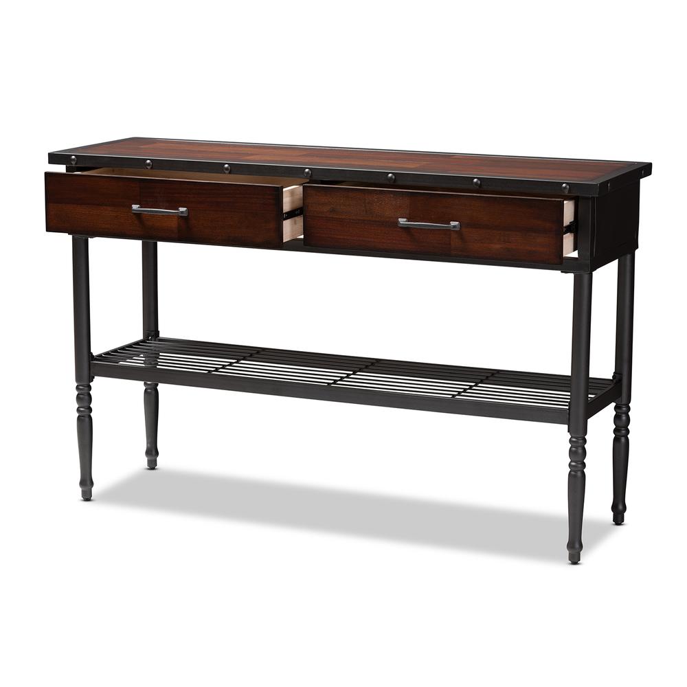 Jana Vintage Industrial Walnut-Finished Wood 2-Drawer Dining Room Server. Picture 11