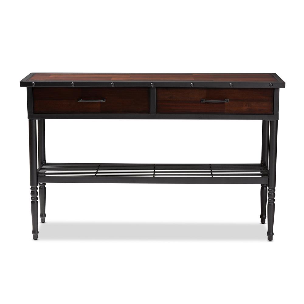 Jana Vintage Industrial Walnut-Finished Wood 2-Drawer Dining Room Server. Picture 12