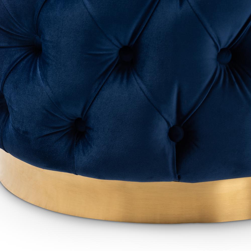 Gold-Finished Button Tufted Ottoman. Picture 7