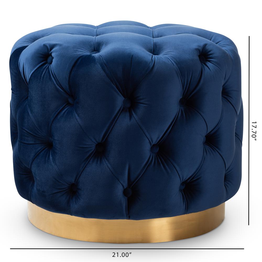 Gold-Finished Button Tufted Ottoman. Picture 10
