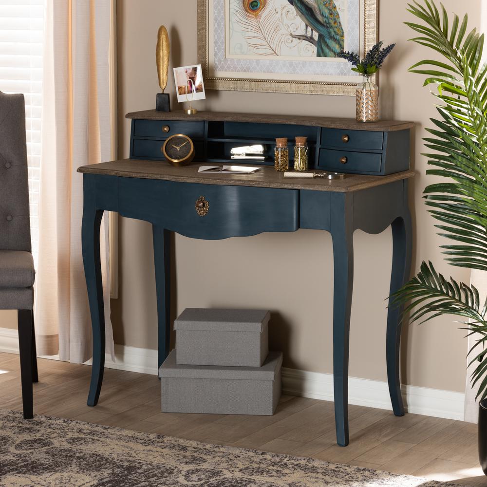 Celestine French Provincial Blue Spruce Finished Wood Accent Writing Desk. Picture 20