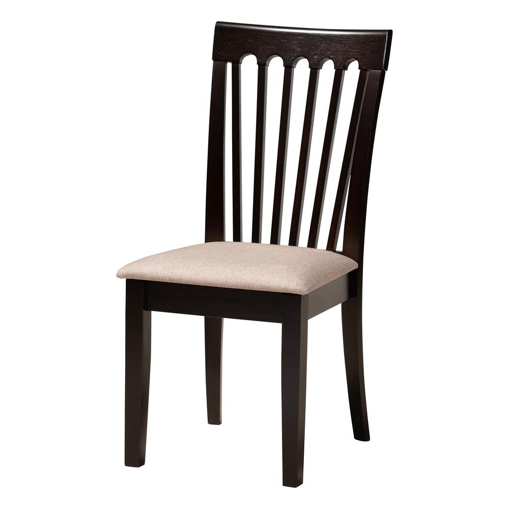 Bailey Modern Sand Fabric and Dark Brown Finished Wood 5-Piece Dining Set. Picture 2