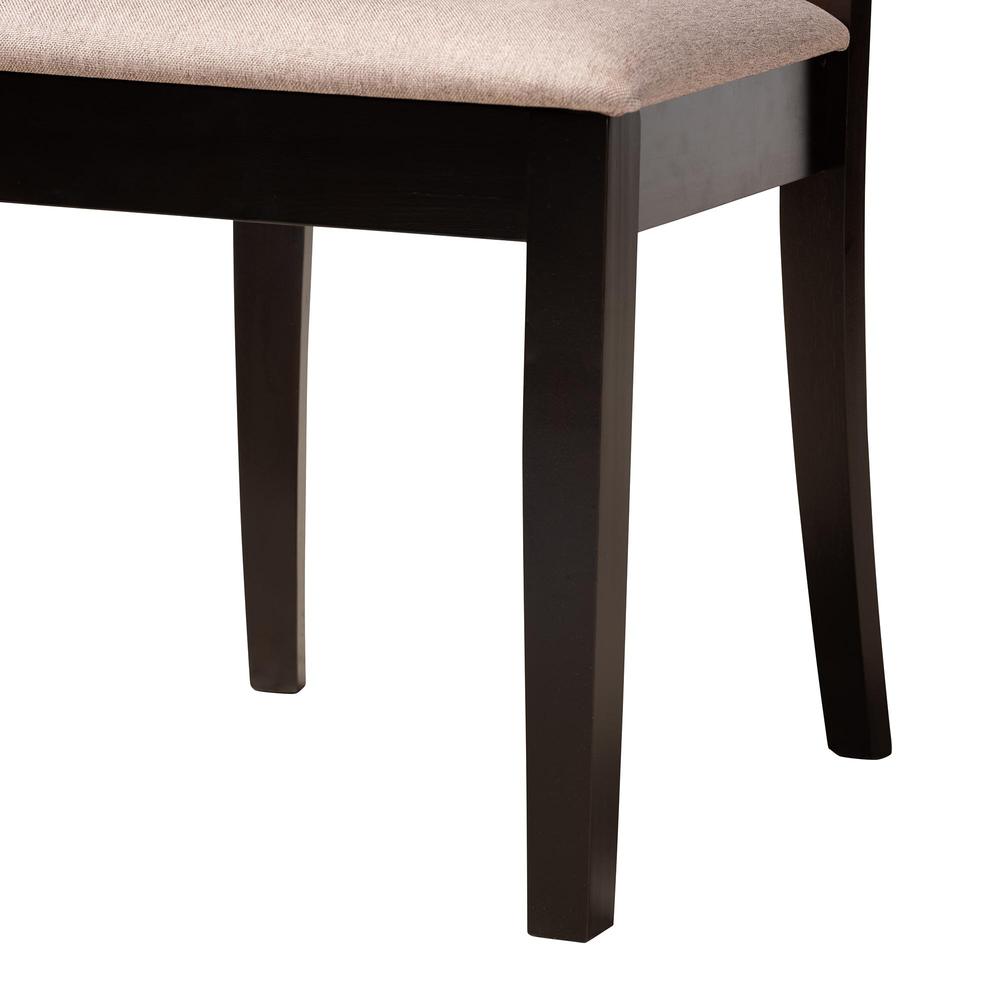 Bailey Modern Sand Fabric and Dark Brown Finished Wood 5-Piece Dining Set. Picture 6
