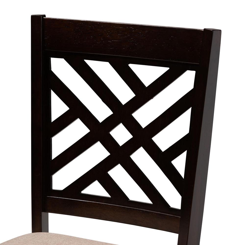 Elise Modern Sand Fabric and Dark Brown Finished Wood 5-Piece Dining Set. Picture 15