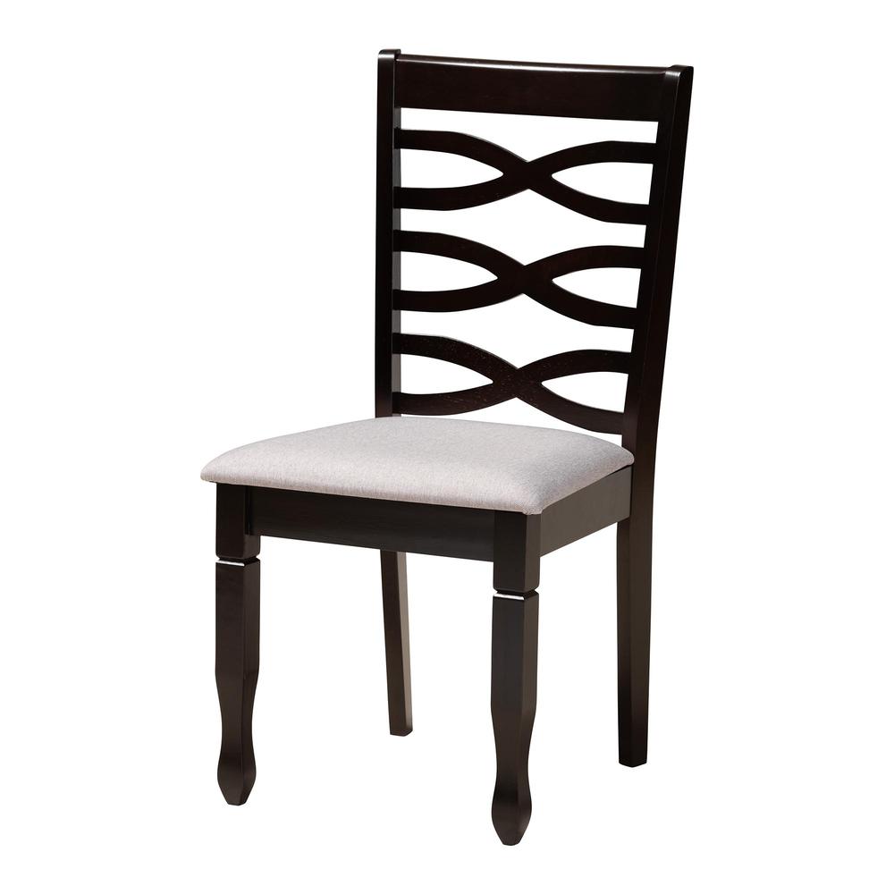 Mila Modern Grey Fabric and Dark Brown Finished Wood 5-Piece Dining Set. Picture 12