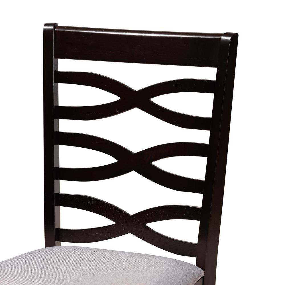 Mila Modern Grey Fabric and Dark Brown Finished Wood 5-Piece Dining Set. Picture 15