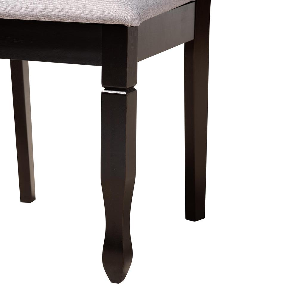 Mila Modern Grey Fabric and Dark Brown Finished Wood 5-Piece Dining Set. Picture 16