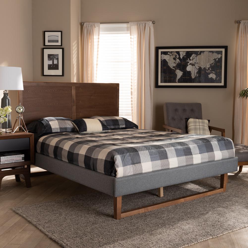 Ash Walnut Brown Finished Wood Full Size Platform Bed. Picture 16
