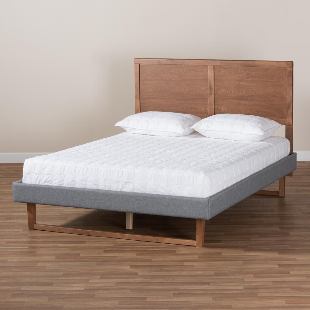 Ash Walnut Brown Finished Wood Full Size Platform Bed. Picture 17