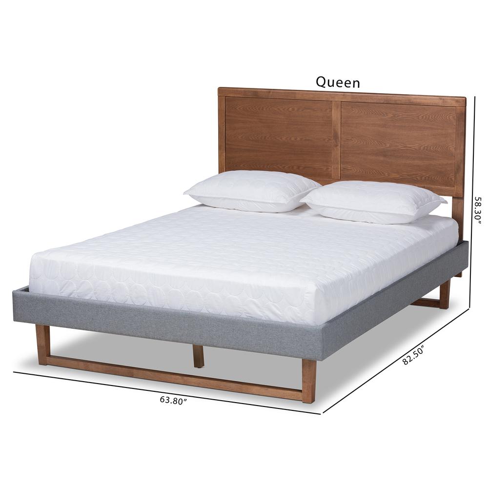 Ash Walnut Brown Finished Wood Full Size Platform Bed. Picture 19
