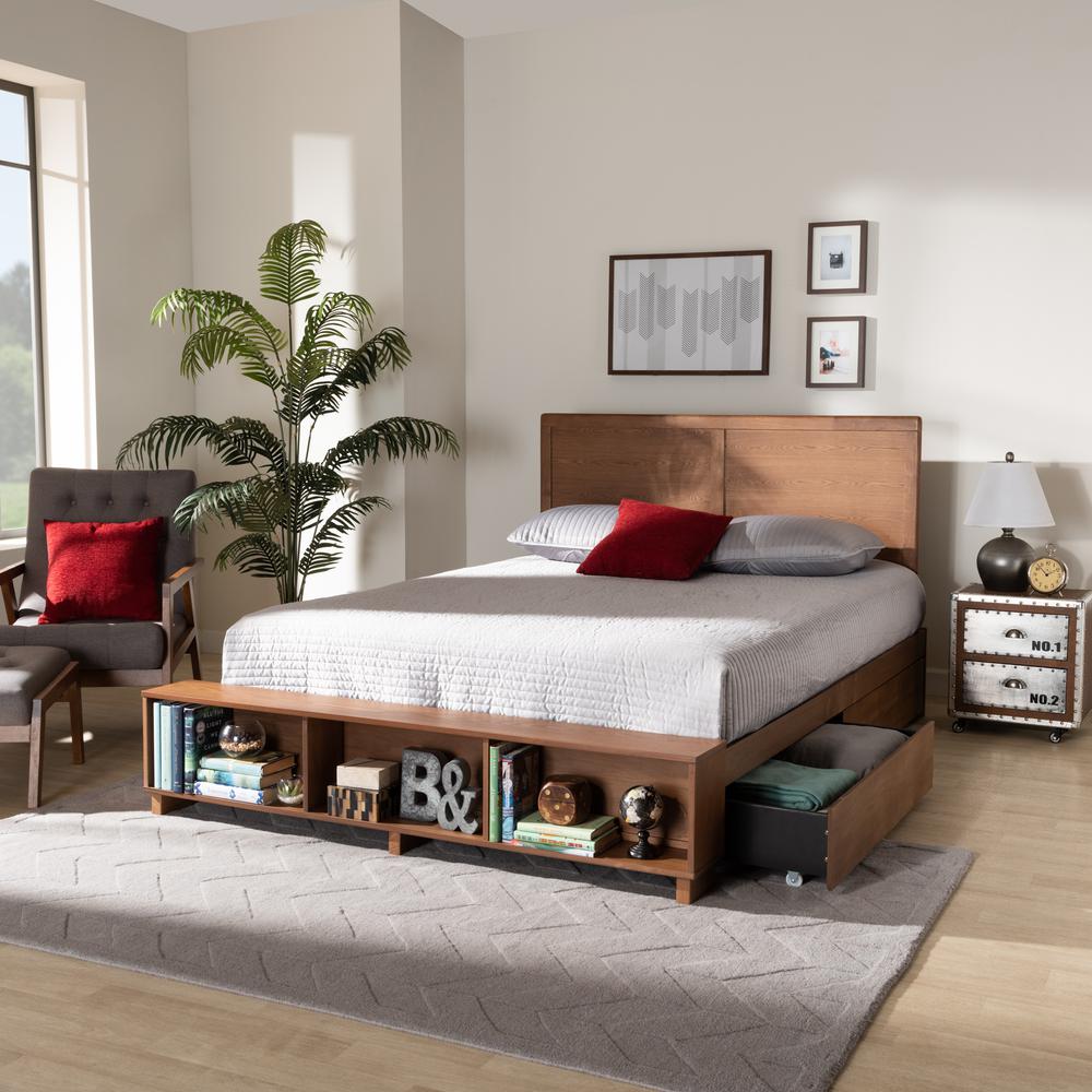 Wood Full Size 4-Drawer Platform Storage Bed with Built-In Shelves. Picture 23