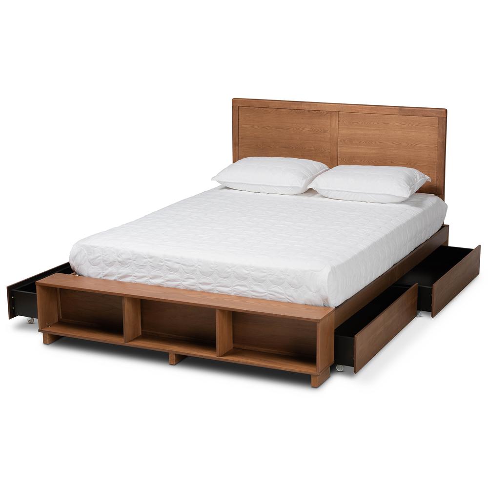 Wood Full Size 4-Drawer Platform Storage Bed with Built-In Shelves. Picture 15