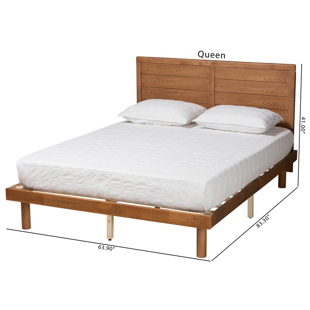 Daina Mid-Century Modern Ash Walnut Finished Wood Full Size Platform Bed. Picture 21