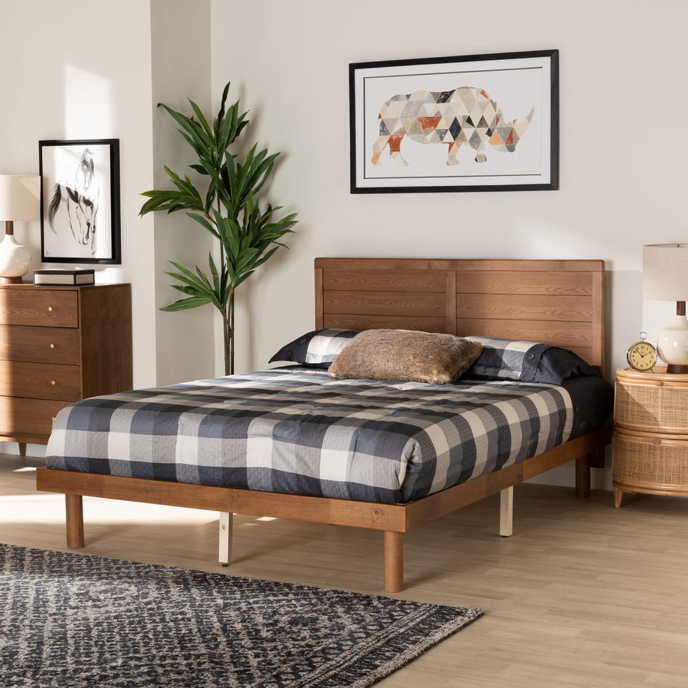 Daina Mid-Century Modern Ash Walnut Finished Wood Full Size Platform Bed. Picture 18