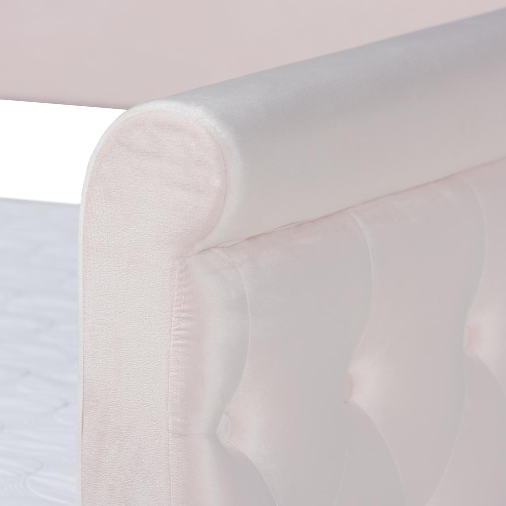 Light Pink Velvet Fabric Upholstered Full Size Daybed with Trundle. Picture 19